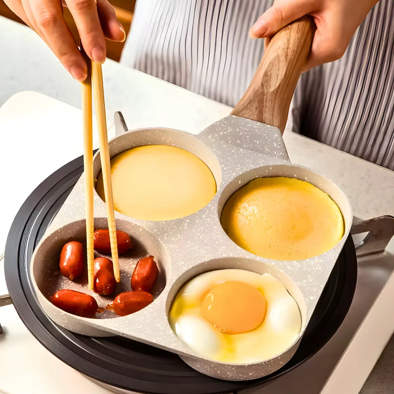 Frigideira Antiaderente 4 Em 1 Panquecas Ovos e Hambúrguer